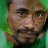 Marquisien tatoué sur le visage